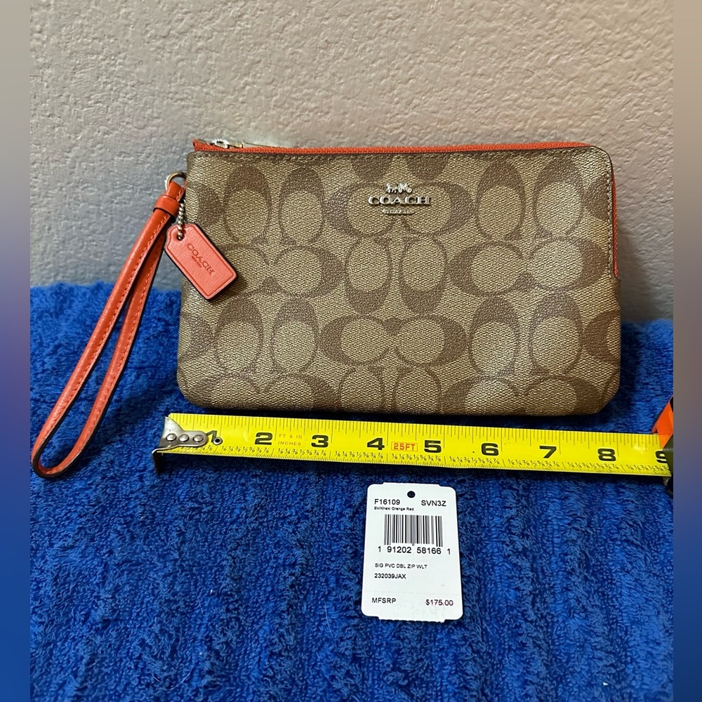 Coach signature PVC large double zip wallet